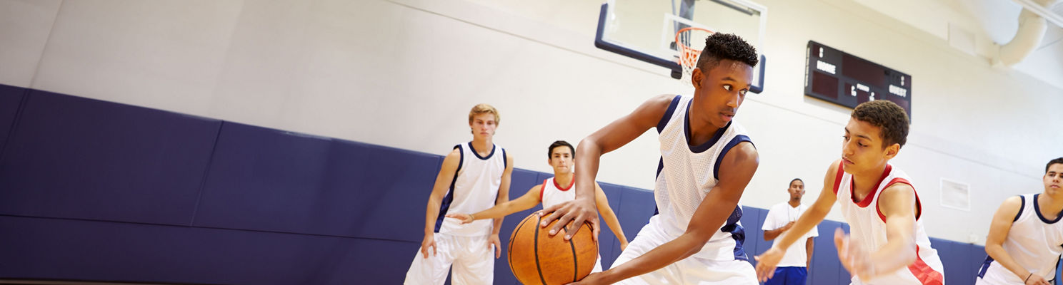 Boy playing basketball